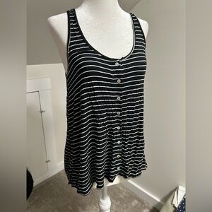 American Eagle Black and White Striped Tank Top